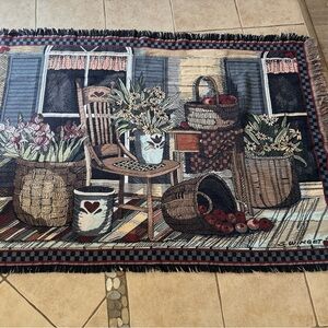 Goodwin Weavers Afghan Throw Blanket S. Winget 64” x 43” Woven Tapestry